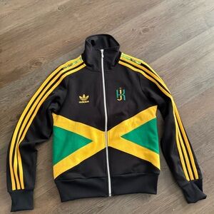 Adidas Black Jacket with Yellow and Green Stripes
